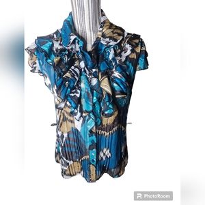 Megga Wear women's multicolour ruffle front flutter sleeves openfront top size M